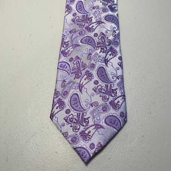 Emilio Ponti Roma Milano Purple Paisley 100% Silk Tie Handmade In Italy - Picture 6 of 6